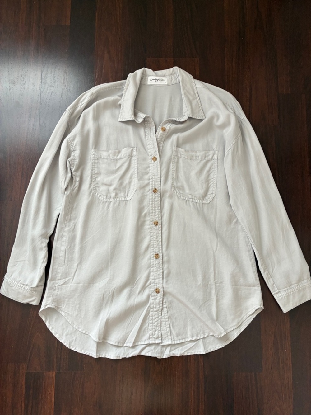 Carly Jean Los Angeles Light Gray Button-Down Shirt